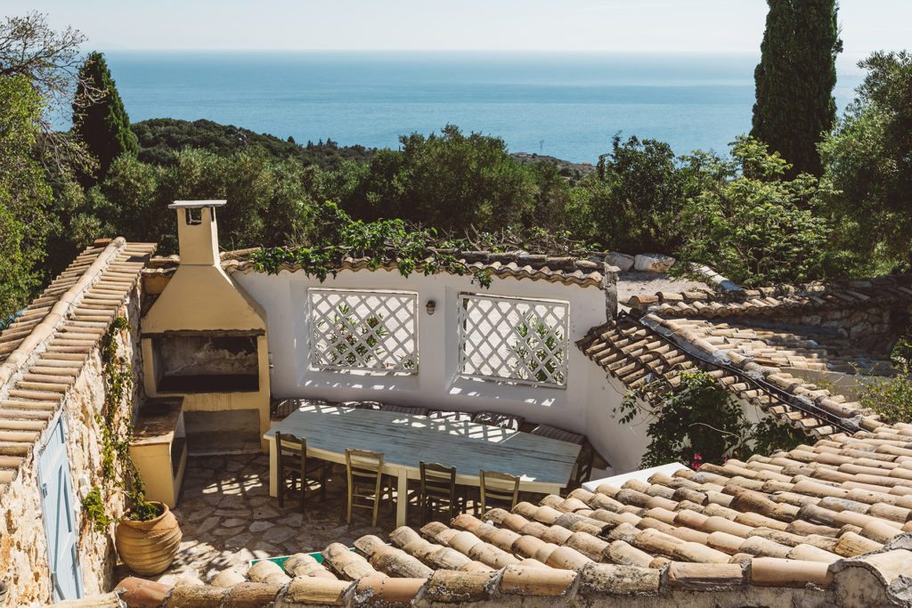 Second outdoor dining Table at Xyloporta, a luxury Greek island villa with a pool near The Peligoni Club