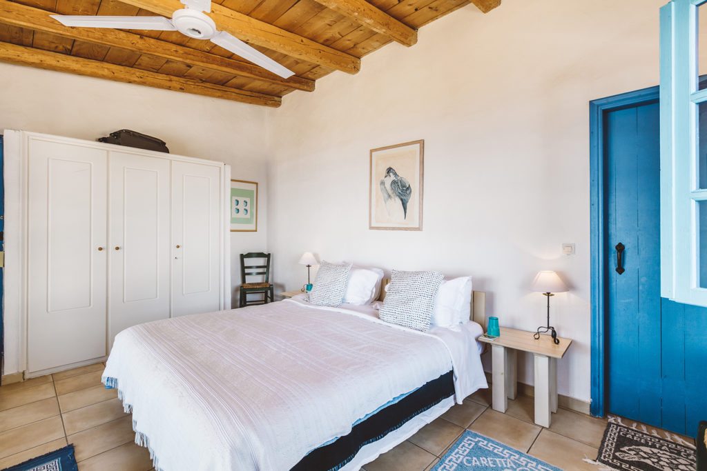 double bed in family friendly traditional greek villa