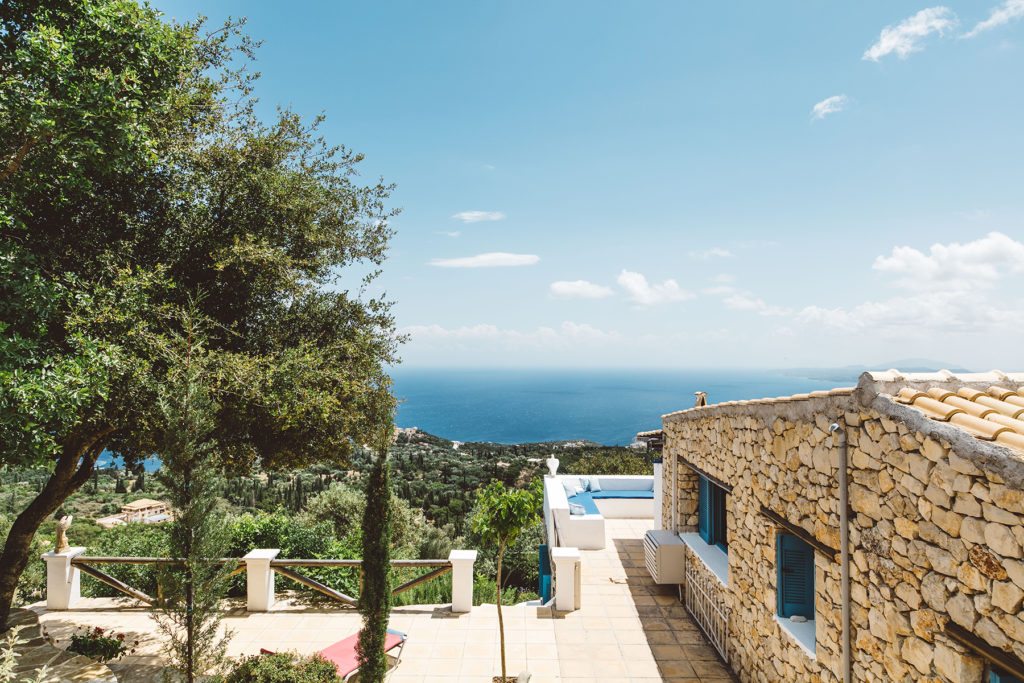 view of the sea and countryside from the Yerakina villa