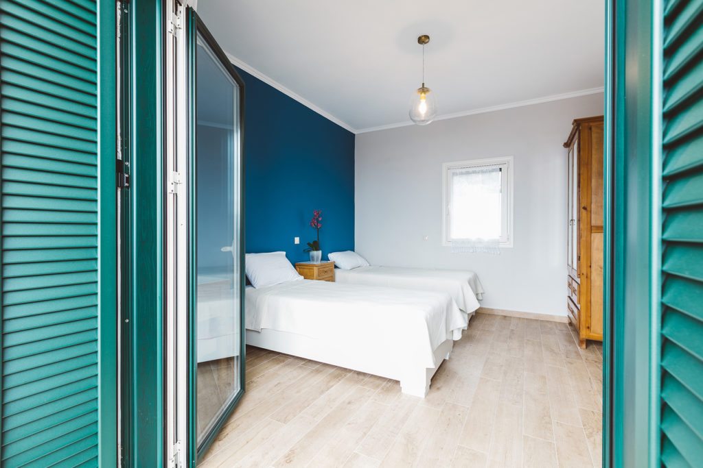Downstairs twin room in the 3 bedroom villa Alico on the Greek island of Zakynthos neat The Peligoni Club