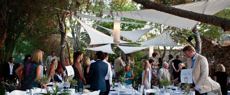 Destination wedding in Greece venue with outdoor drinks and sea views for a bespoke creative luxury wedding on an island in Greece at The Peligoni Club