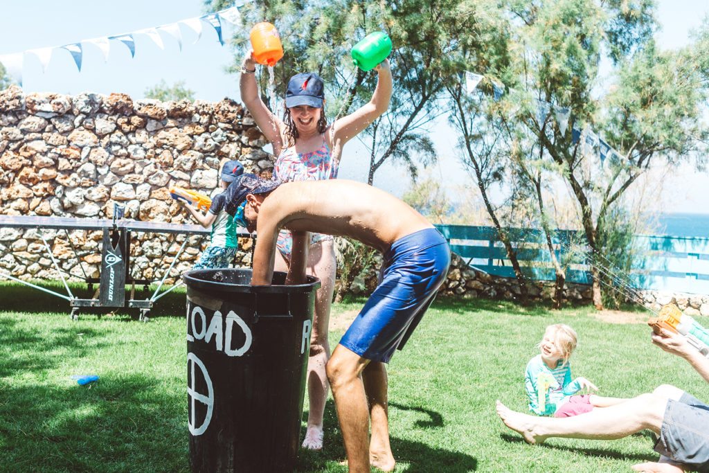 Sharky and George at The Peligoni Club with waterbombs