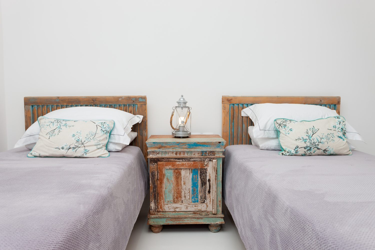 Twin bedroom in Amoulakis, a luxury villa in Greece with The Peligoni Club