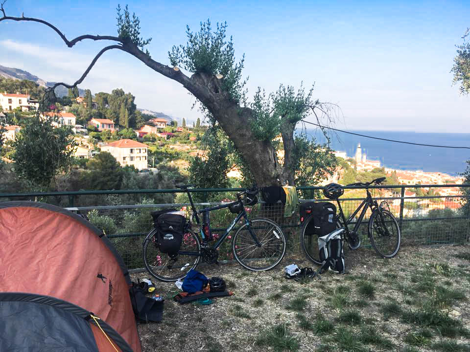 Patrick and Freddie's bikes take a rest pauses during their charity cycle to The Peligoni Club in Greece