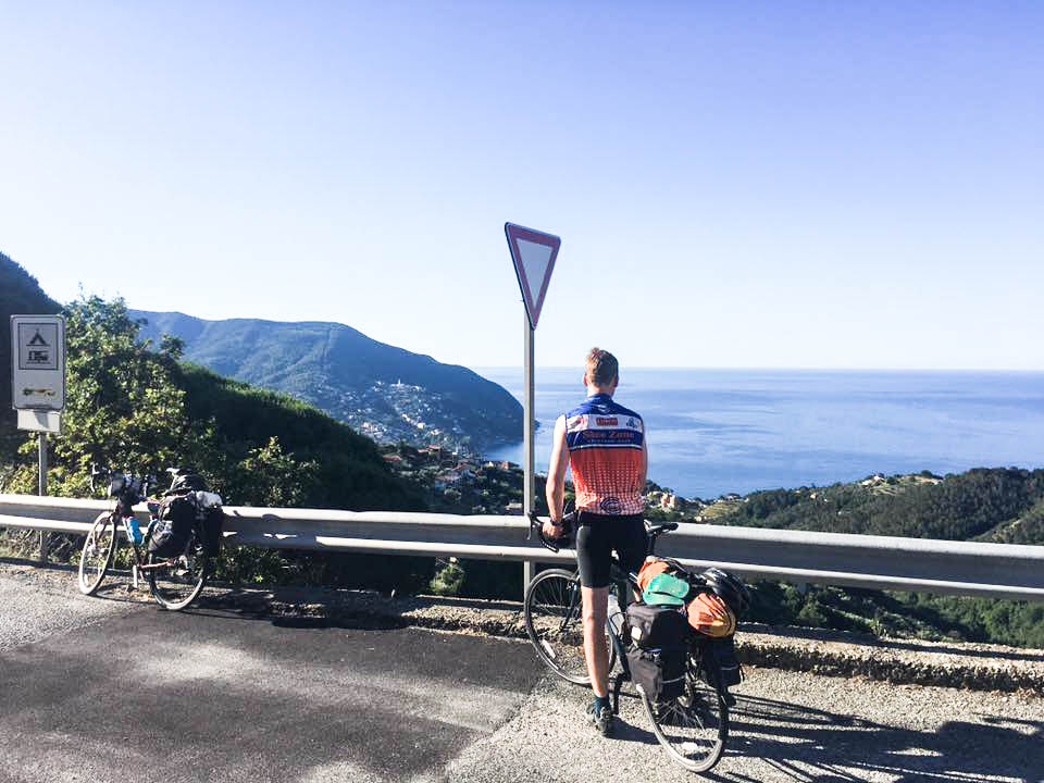 Patrick Ronan pauses to admire the view during his charity cycle to The Peligoni Club in Greece